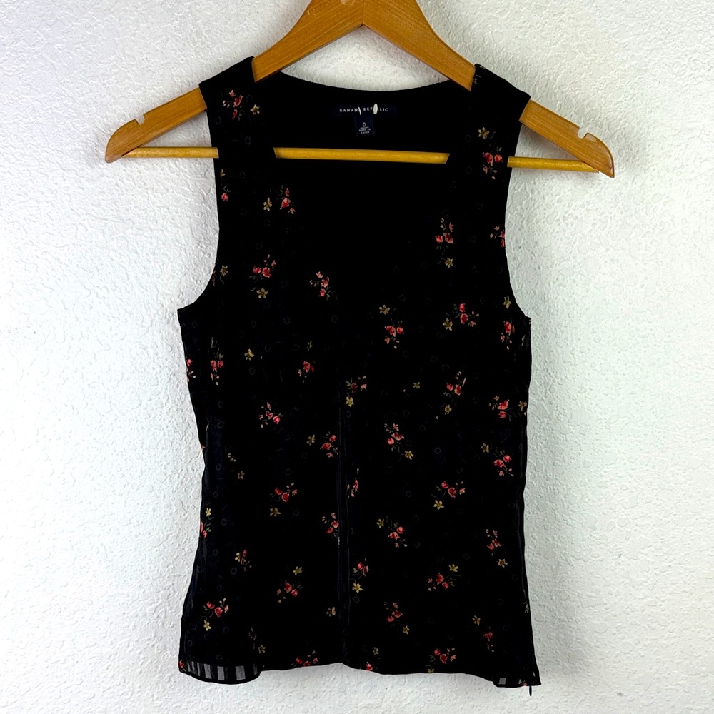 Banana Republic vintage Y2K babydoll floral silk top 0 - Picture 2 of 6
